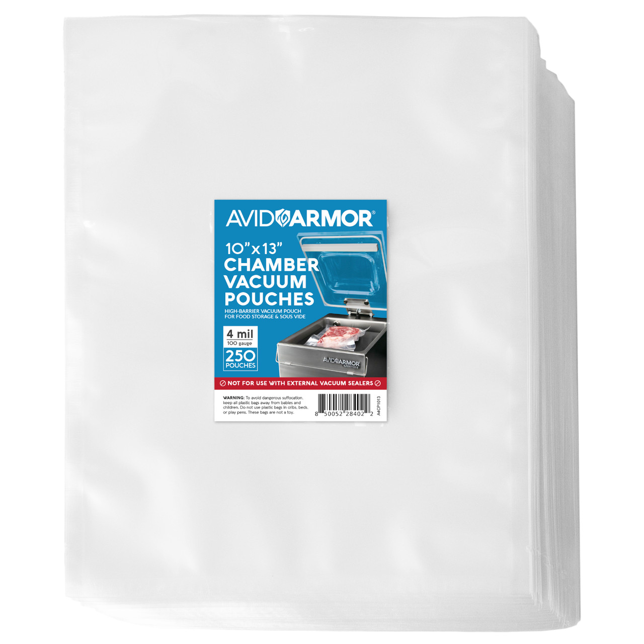 Avid Armor – Chamber Machine Pouches, Pre-Cut Chamber Vacuum Sealer Bags,  Heavy Duty Seal Pouch, BPA-Free Chamber Sealer, 8x12, Pack of 250 Vacuum