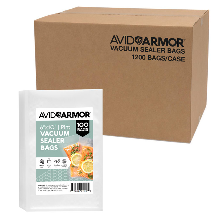 Avid Armor 6x10 Vacuum Seal Bags, Clear, 100 Pint Food Saver