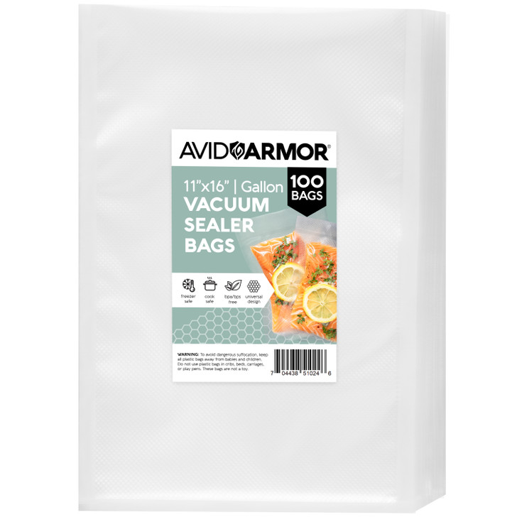 Food Vacuum Sealer Bags Gallon Size Pre-Cut (11x16) from Avid Armor