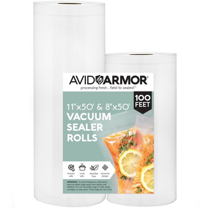 Avid Armor - Vacuum Seal Rolls, Vac Seal Bags for Food Storage, Meal Saver  Freezer Vacuum Sealer Bags, Sous Vide Bags Vacuum Sealer, Non-BPA Vacuum