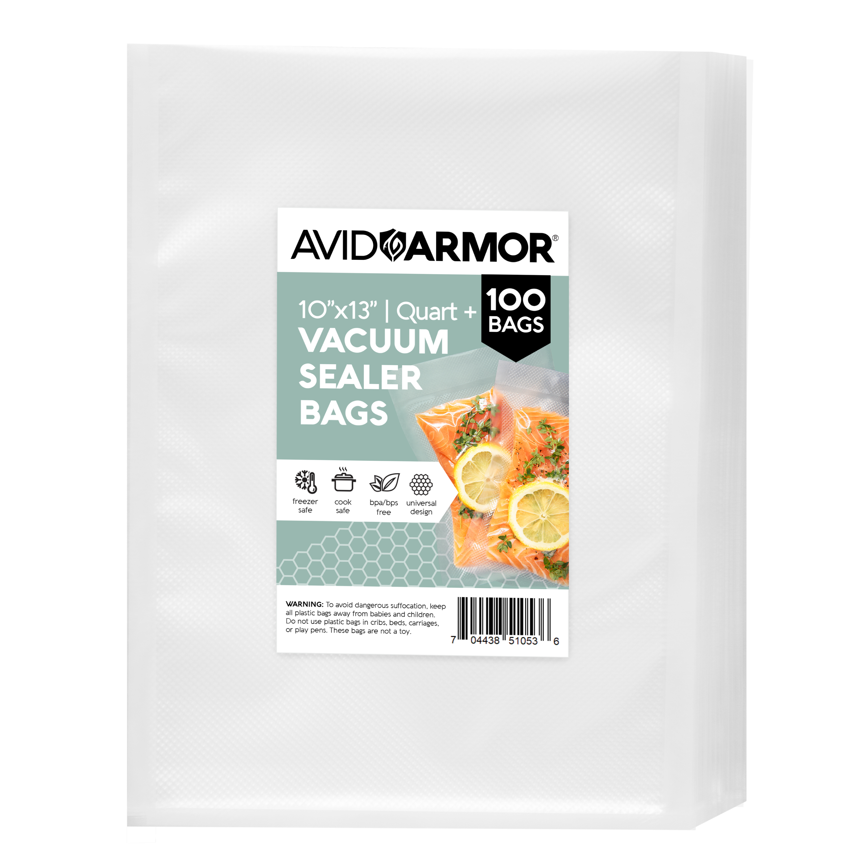 100 Count Avid Armor 10 inchx12 inch Mylar Vacuum Bags for Food Storage, BPA/BPS Free, Heat Sealable, Long Term Food Storage, Adult Unisex, Size: 10 x
