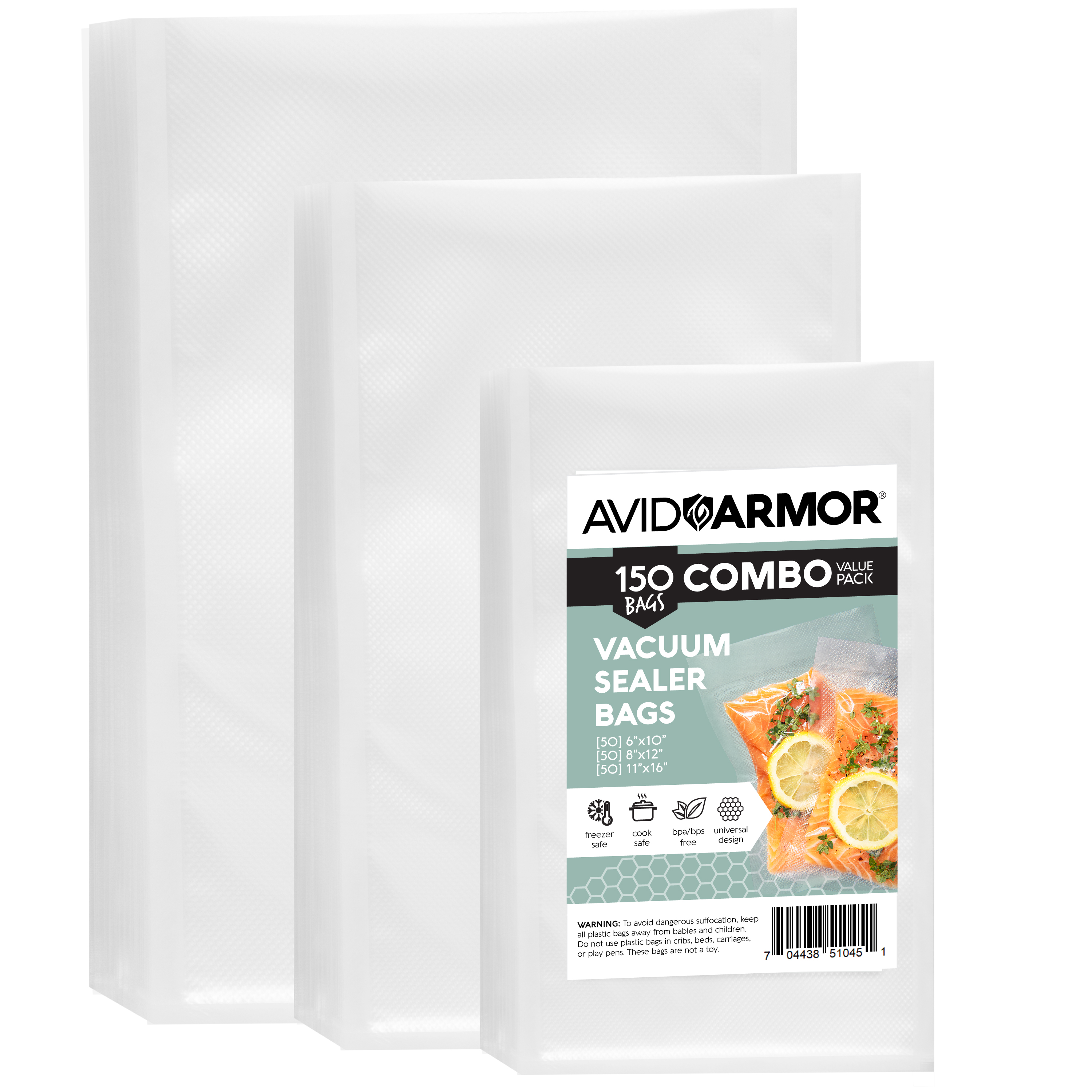 Vacuum Food Storage Bags Gallon Size Pre-Cut (11x16) from Avid Armor