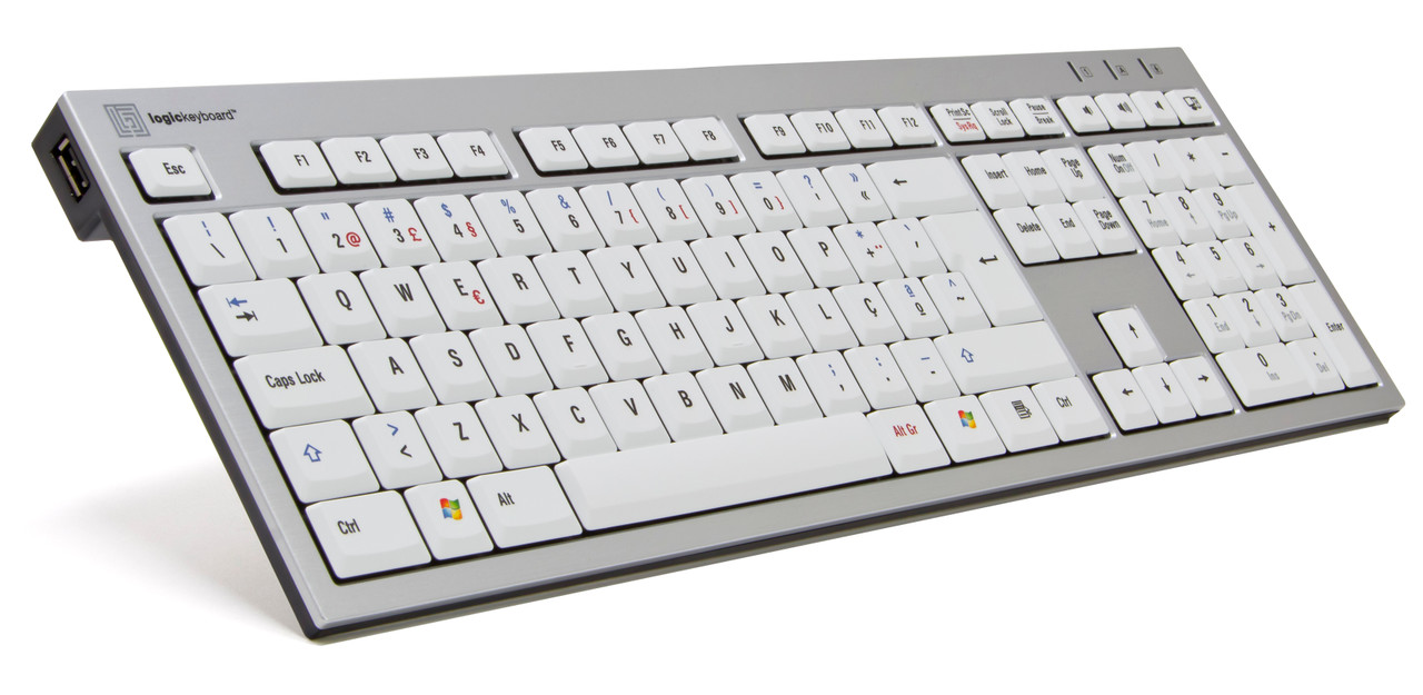 Logickeyboard Silver w/dual USB hub US