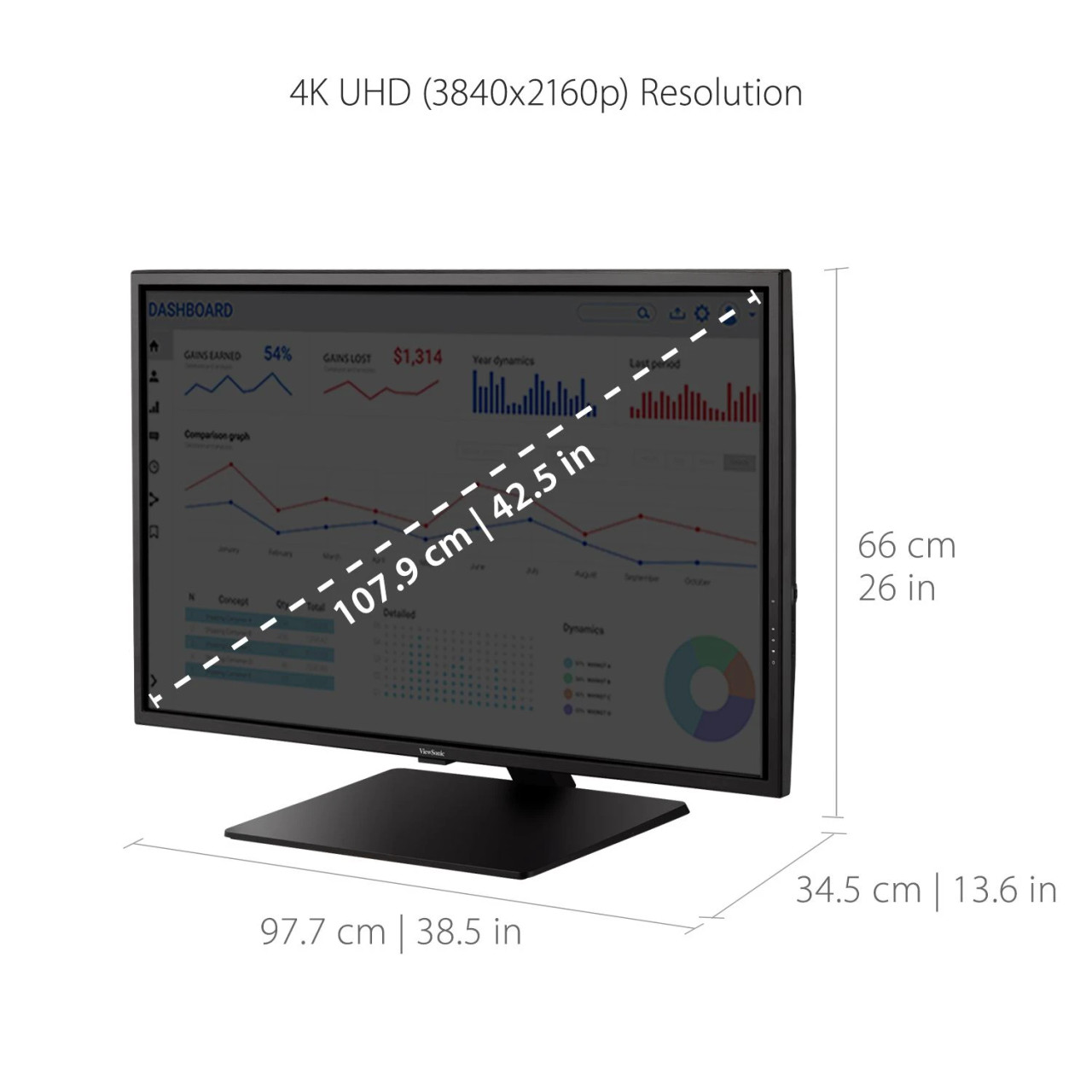 Viewsonic 43" 4K UHD Monitor with HDR10, HDMI and DisplayPort