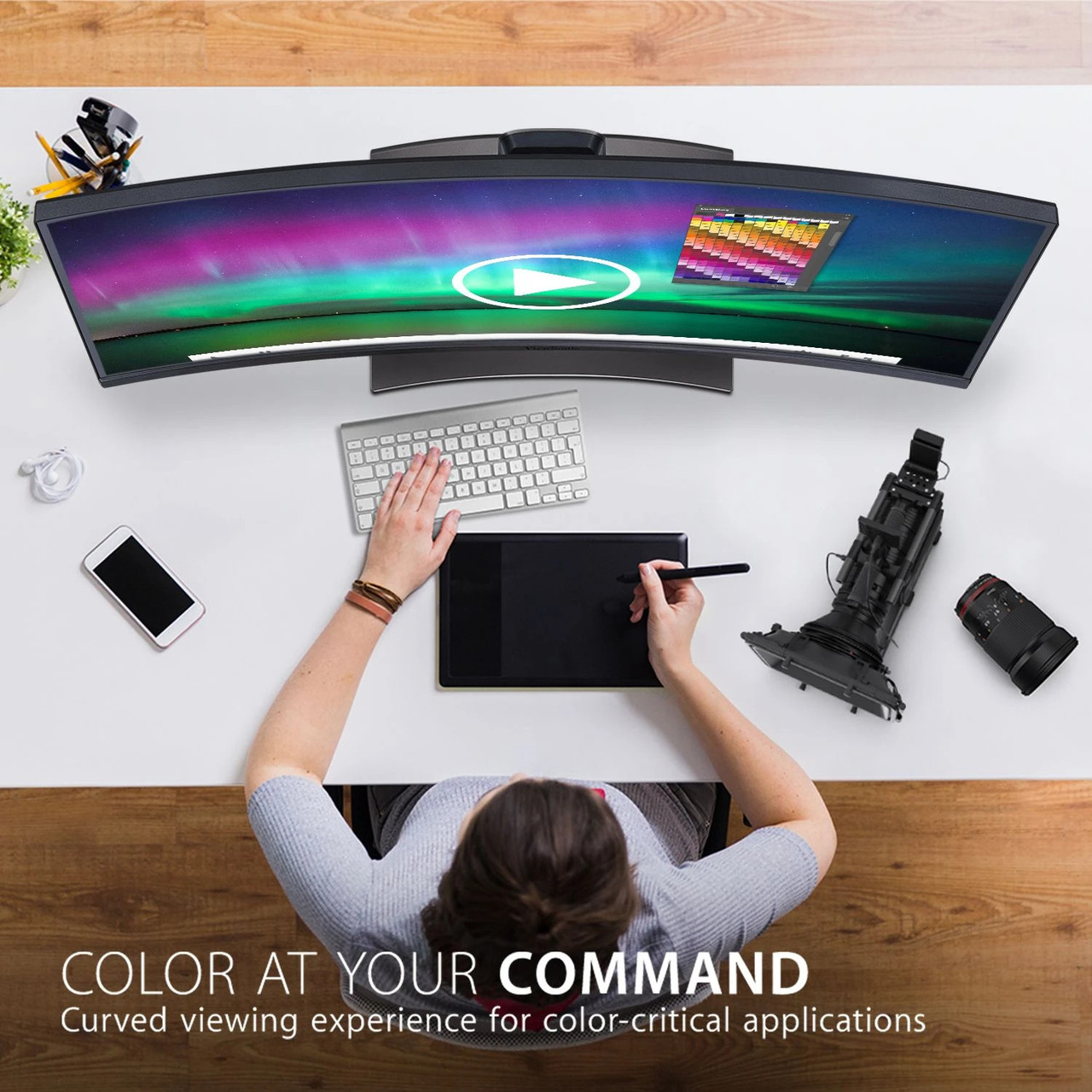 Viewsonic 38" ColorPro™ 21:9 Curved WQHD+ IPS Monitor with 90W USB C, RJ45 and sRGB