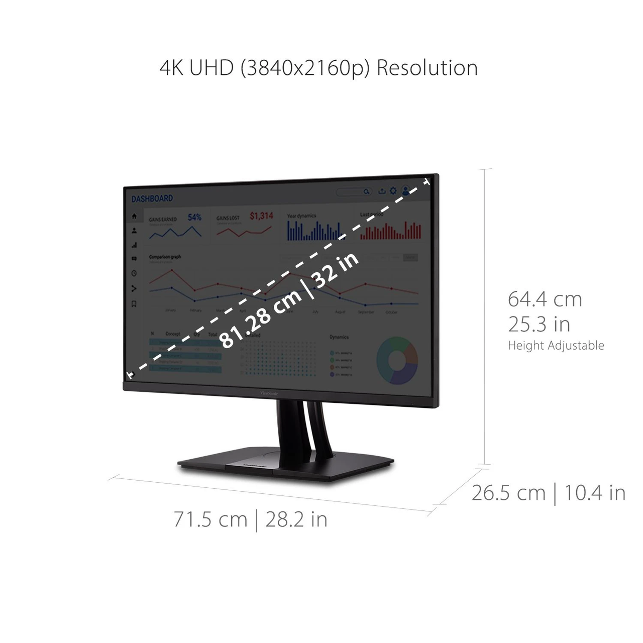 Viewsonic 32" ColorPro™ 4K UHD IPS Monitor with 60W USB C, sRGB, HDR10 and Pantone Validated