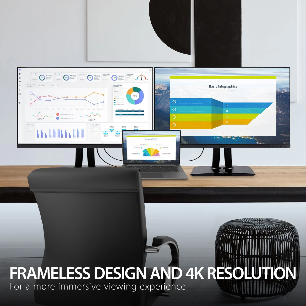 Viewsonic 27" ColorPro™ 4K UHD IPS Monitor with 60W USB C, sRGB and Pantone Validated