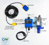 Mains Water Top-up controller for Rainwater Harvesting Tanks - main components annotated.