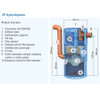 HydroSystem 1000 overview of internal components and dimensions.