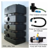 1500L Water Storage Tank and Pump Kit. The Pump to be installed inside the Tank. Components annotated.