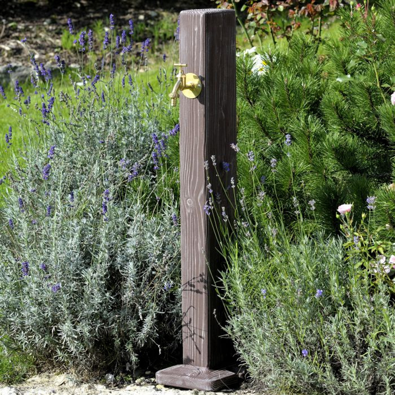 Wooden effect Outside Tap - Walnut Finish and Brass Tap.