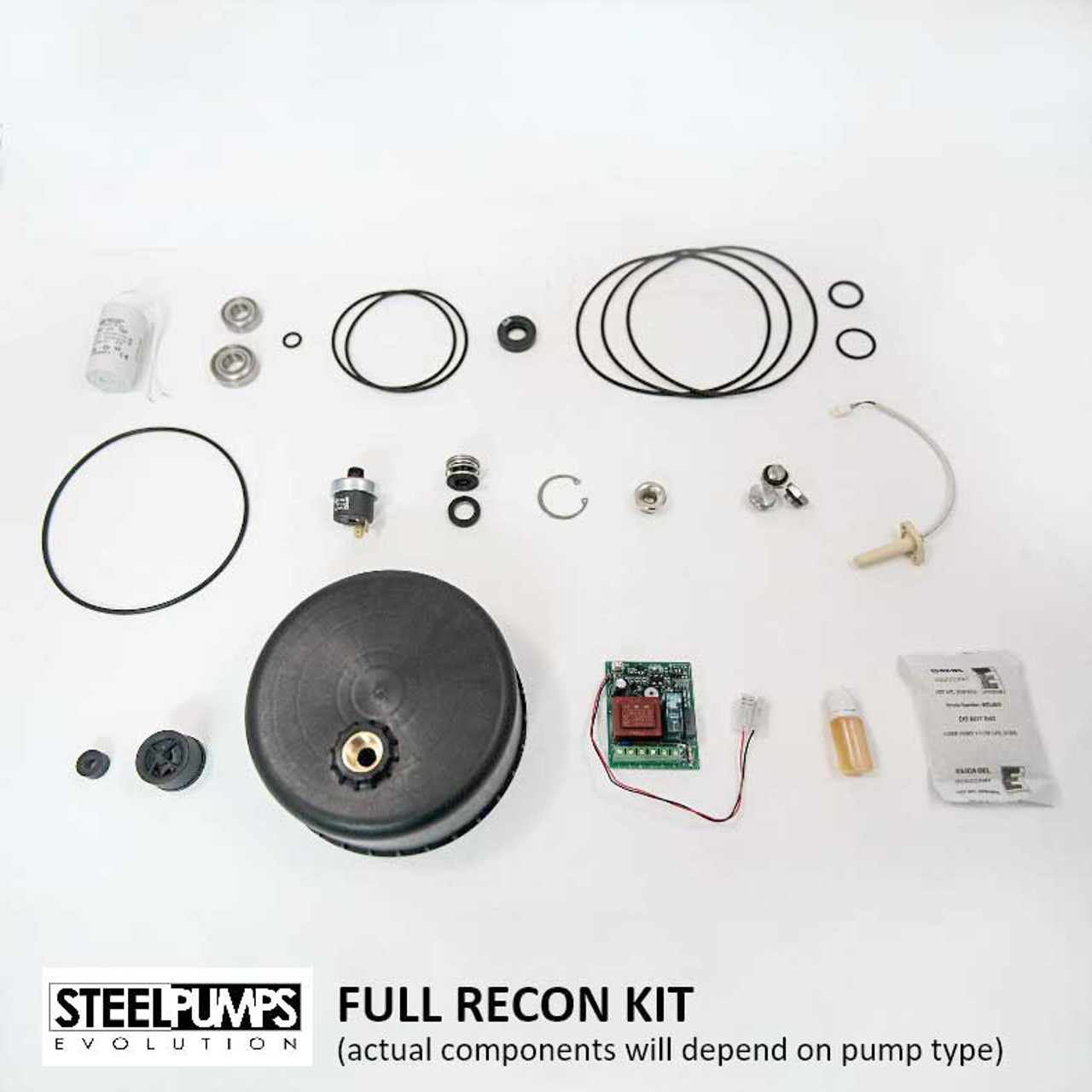 Full Recon Kit (actual components will depend on the model of SteelPump being serviced).