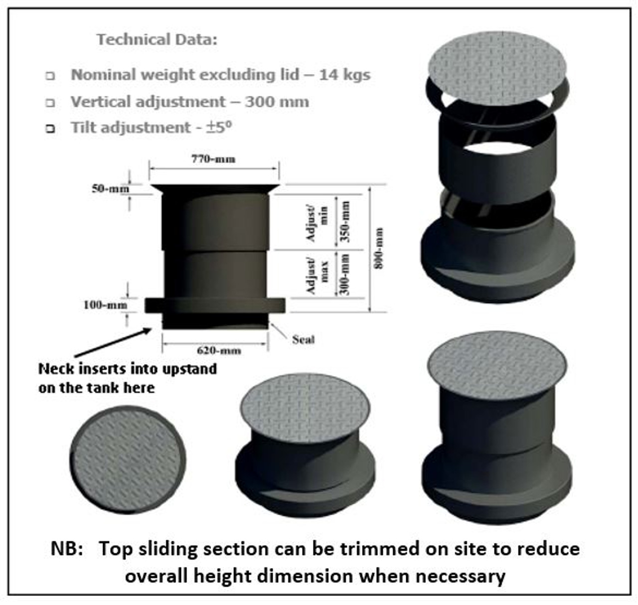 Telescopic Neck and Lid Assembly Details