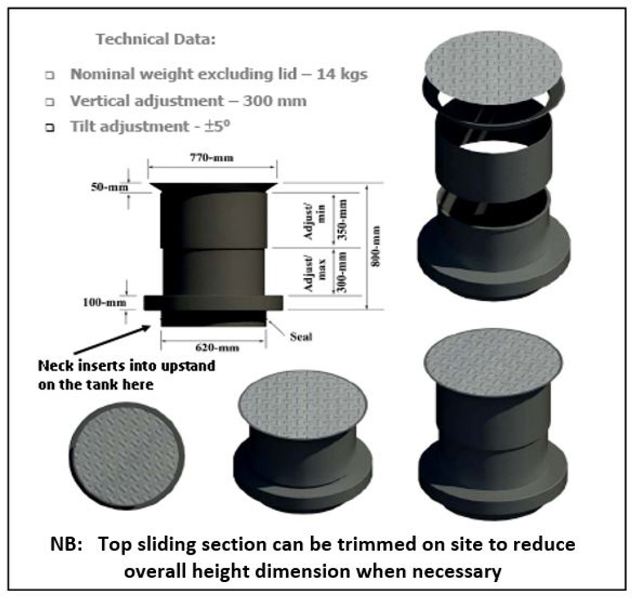 3400 Litre (748 Gallon) Underground Water Tank - Non-Potable