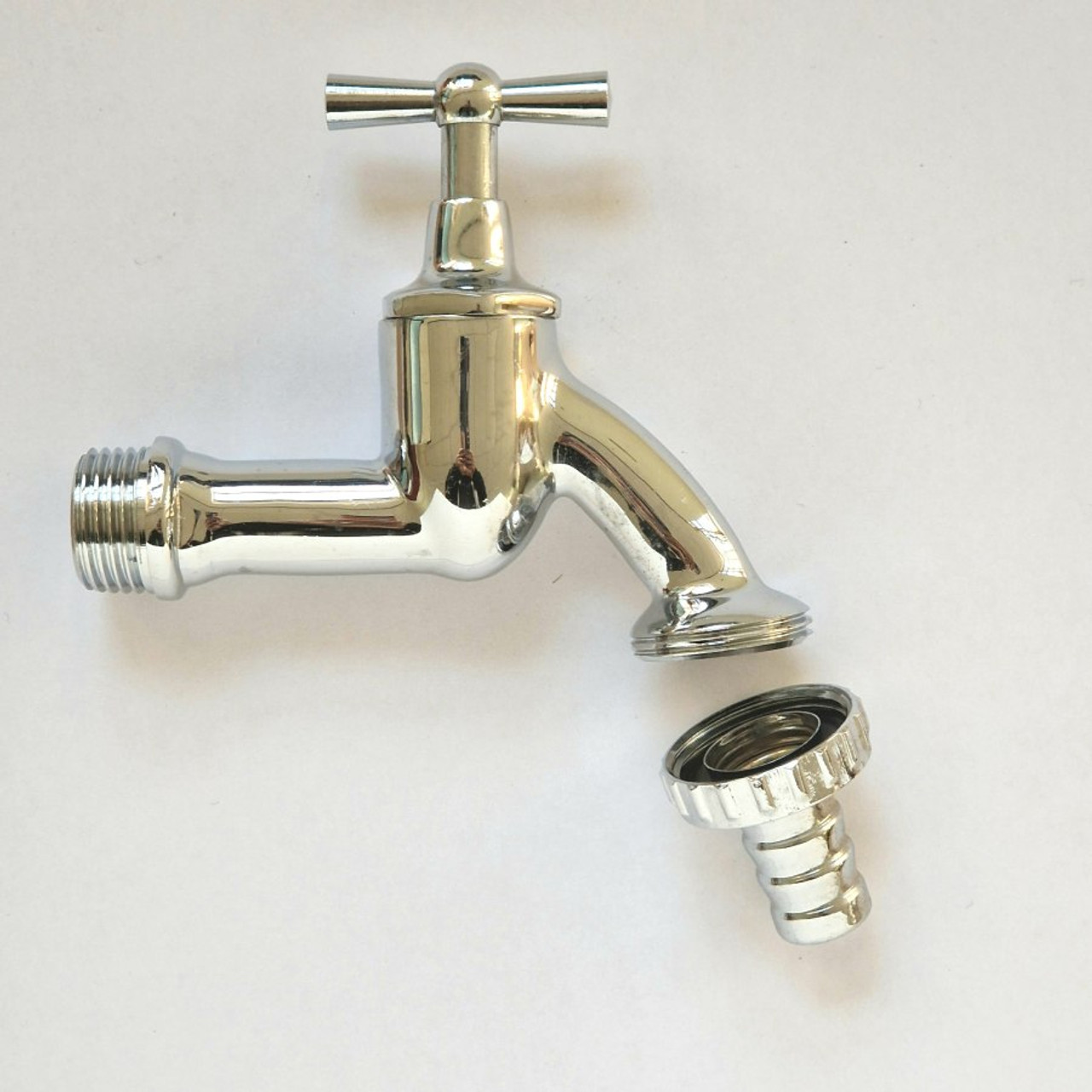 1/2" Metal Garden Bib Tap showing removable hose-tail adapter