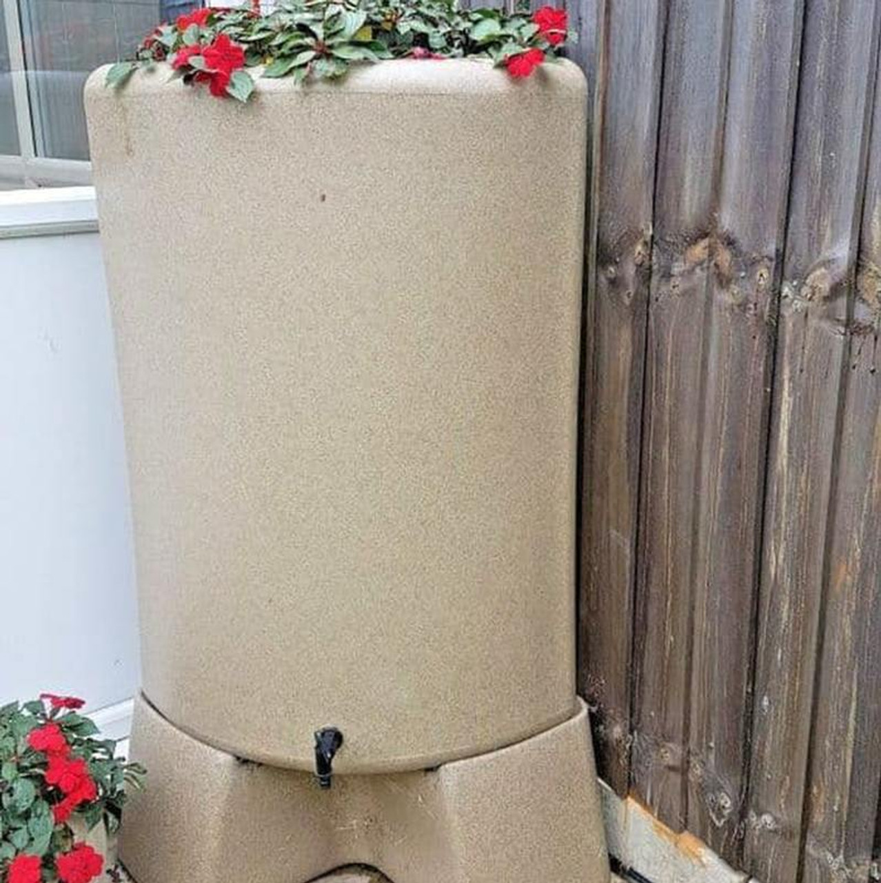 200L Corner Water Butt with planter and stand. Colour: Sandstone.