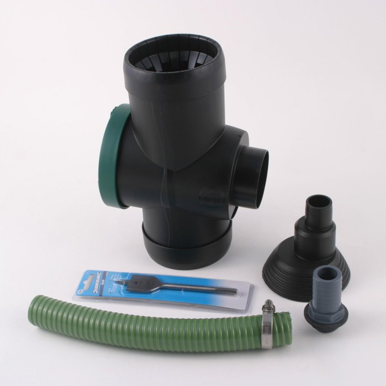 Rainwater Diverter Kit parts (not assembled)