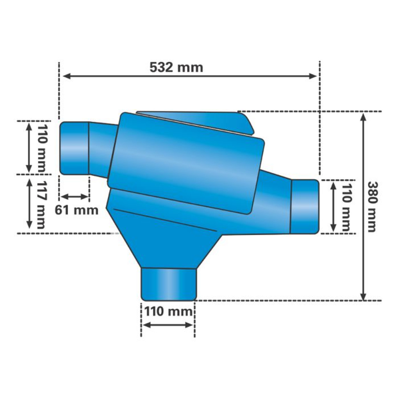 ZF In-tank Rainwater Filter Dimensions (Height and Length).
