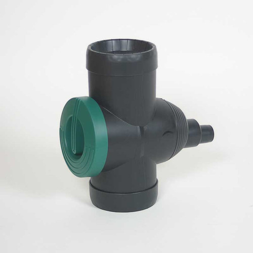 Rain Water Diverter with built in Filter, Switch and Overflow. Showing Colour Black.