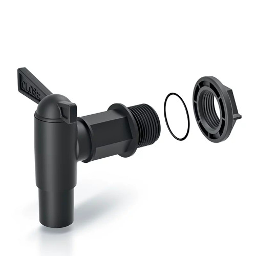 3/4" water butt tap - high flow - black plastic 3/4" water butt tap - high flow - black plastic