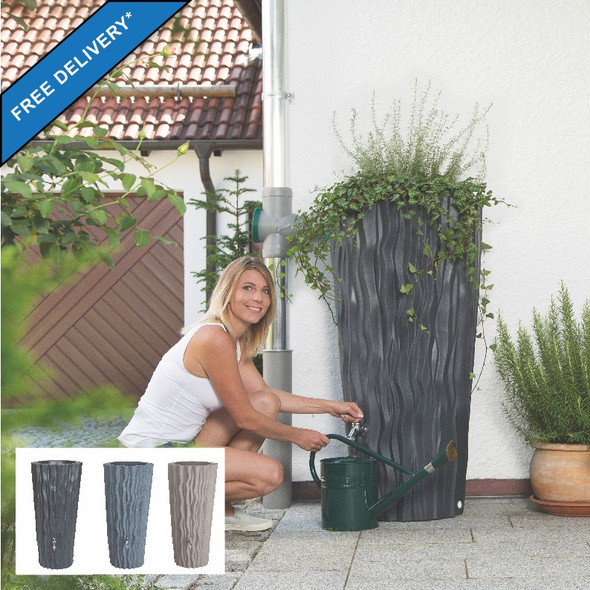 Alana Water Butt Planter in three contemporary colour finishes: Slate, Flint Grey and Taupe Alana Water Butt Planter in three contemporary colour finishes: Slate, Flint Grey and Taupe