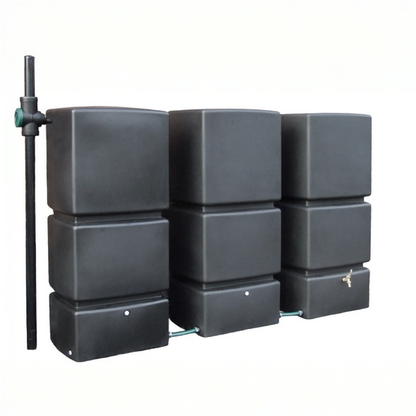 2400L Modular Rainwater Storage Tank System with Pump - colour Black
