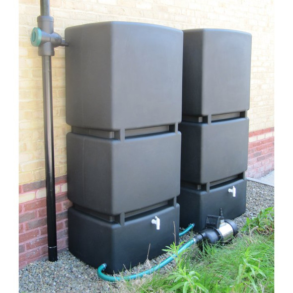 1600L Modular Rainwater Storage Tank System with Pump - colour black