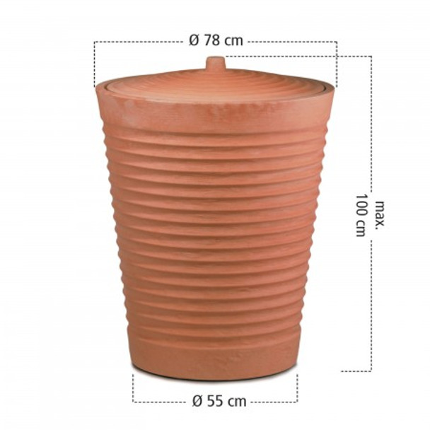 Dimensions of the 275L Terracotta Planter Effect Waterbutt Dimensions of the 275L Terracotta Planter Effect Waterbutt