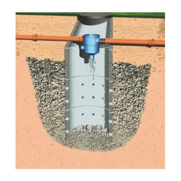 Installation example of the Retention Filter XL fitted in a soakway.