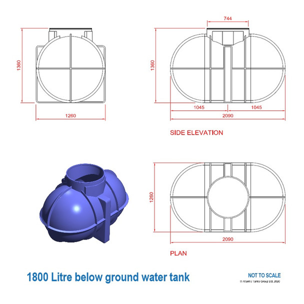 1800 Litre Below Ground Water Tank Dimensions