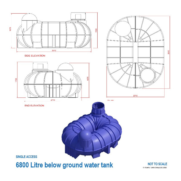 6800 Litre (1495 Gallon) Underground Water Tank - Non-Potable