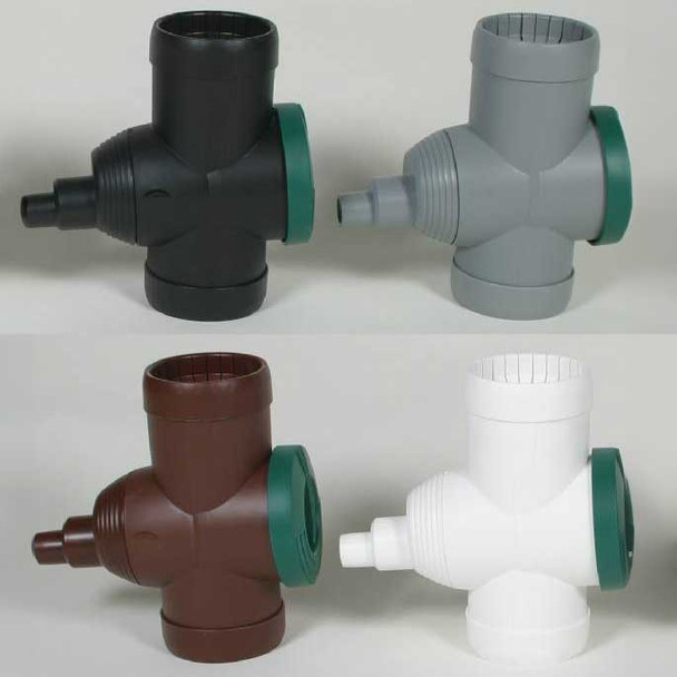 Optional Rainwater Diverter (with built in Stainless Steel Mesh Filter) is available in 4 colours.