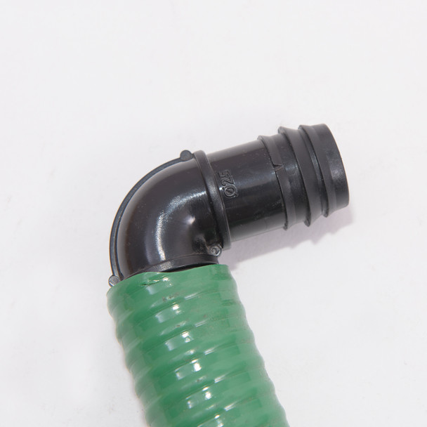 Elbow Barb showing hose fitted to one end.