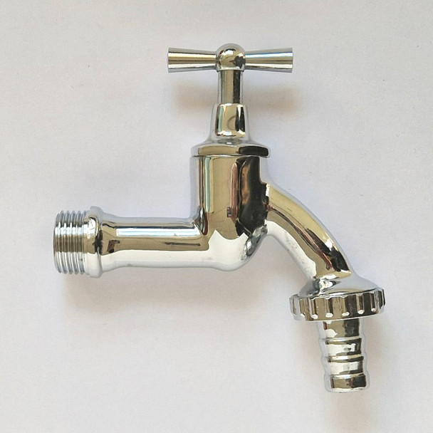 1/2" Metal Garden Bib Tap in polished Chrome plated finish.