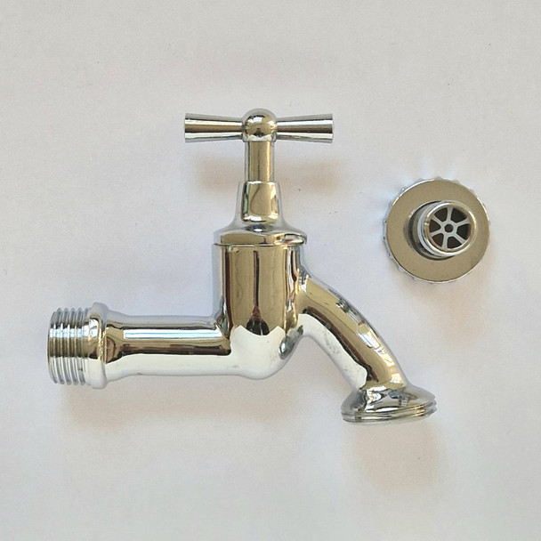 1/2" Metal Garden Bib Tap showing removable hose-tail adapter