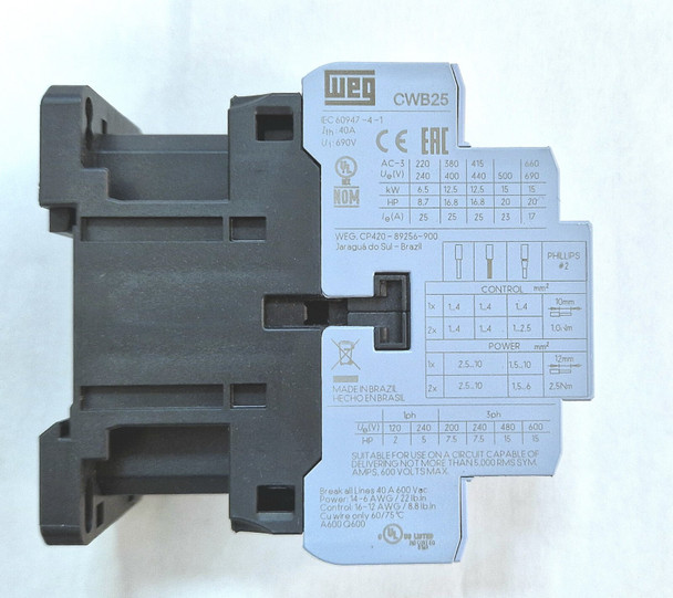 Contactor 25A AC3 Weg 230vac coil - 3 Pole