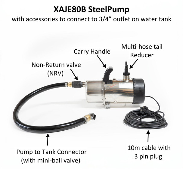 SteelPump with Pump to Tank Connector, Carry Handle and Multi-hose Reducer.