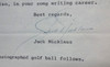 Jack Nicklaus Autographed Letter 1967 Vintage Signature PSA/DNA #K05004