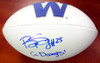 Bishop Sankey Autographed White Logo Football Washington Huskies "Go Dawgs!" MCS Holo Stock #73082