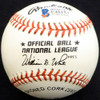 Charlie Fox Autographed Official NL Baseball New York Giants, Chicago Cubs Beckett BAS #E48157