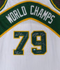 1978-79 NBA Champions Seattle Supersonics Multi Signed Autographed White Jersey With 9 Signatures Including Fred Brown & Lenny Wilkens MCS Holo Stock #145848
