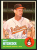 Billy Hitchcock Autographed 1963 Topps Card #213 Baltimore Orioles SKU #149848