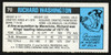 Richard Washington Autographed 1980-81 Topps Card #70 Dallas Mavericks SKU #150258