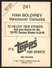 Ivan Boldirev Autographed 1982-83 Topps Sticker Card #241 Vancouver Canucks SKU #154074