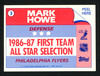 Mark Howe Autographed 1987-88 Topps Sticker Card #3 Philadelphia Flyers SKU #154120