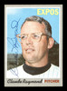 Claude Raymond Autographed 1970 Topps Card #268 Montreal Expos SKU #168165