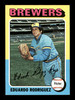 Eduardo Rodriguez Autographed 1975 Topps Card #582 Milwaukee Brewers SKU #168510