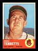 Birdie Tebbetts Autographed 1963 Topps Card #48 Cleveland Indians SKU #170060