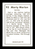 Marty Marion Autographed 1978 Grand Slam Card #92 St. Louis Cardinals SKU #171752
