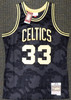 Boston Celtics Larry Bird Autographed Black Mitchell & Ness Gold Toile Swingman Jersey Size M Beckett BAS Stock #177714